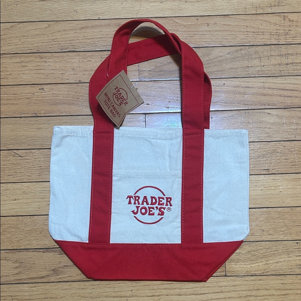 Trader Joe's Red and White Tote Bag